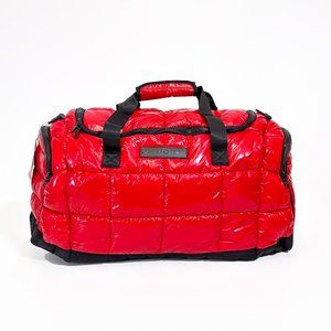 Quilted Puffer Red Duffel Bag